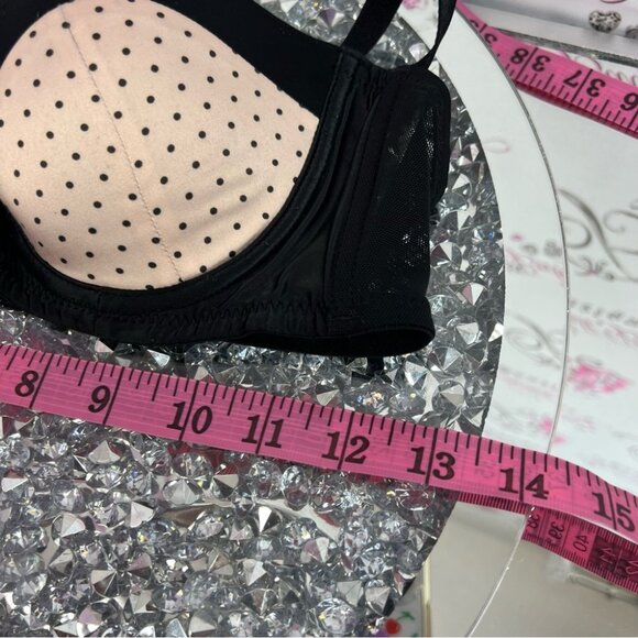 Bra polka dot mesh detail light pink Elegant Black and Cream Polka Dot Bra - Picture 8 of 9